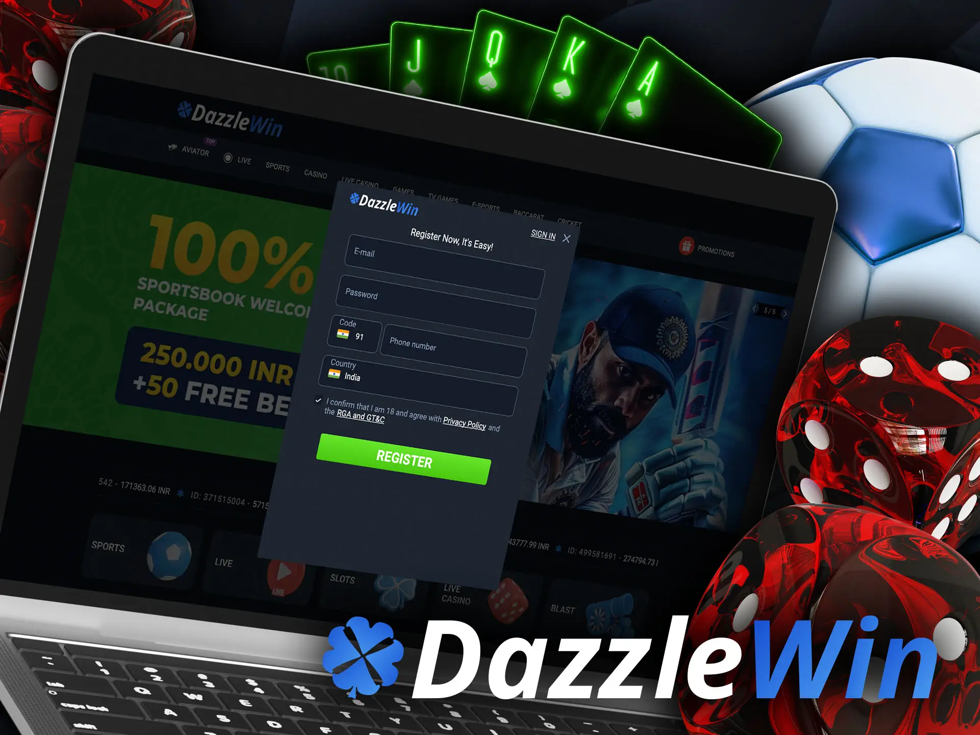 What you need to do to place a bet at the DazzleWin website.