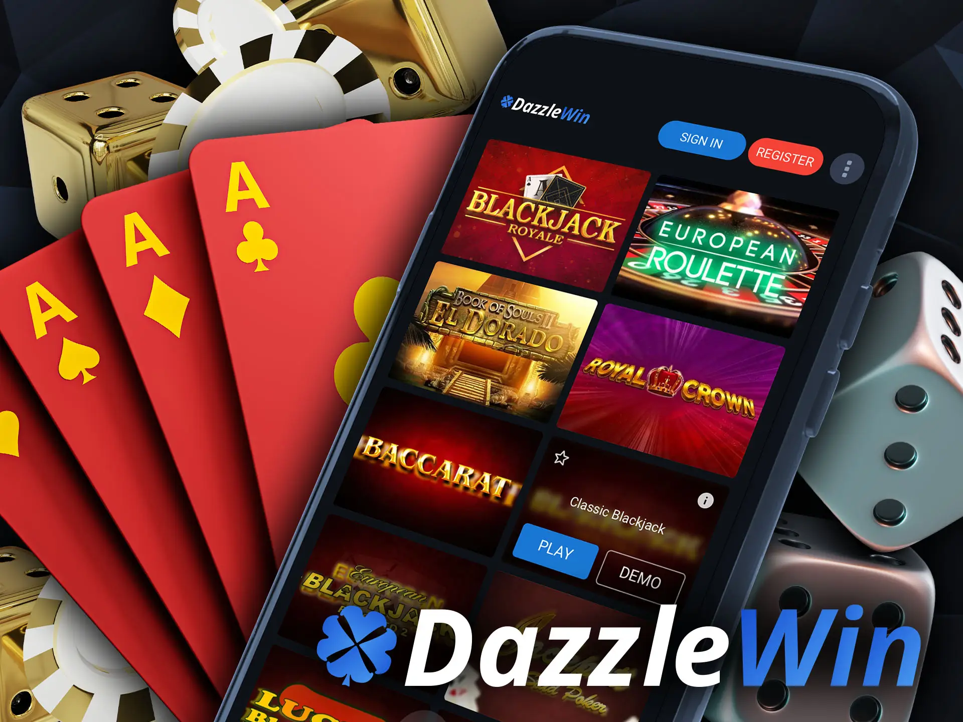 Play poker from DazzleWin and show off your skills by beating other players.