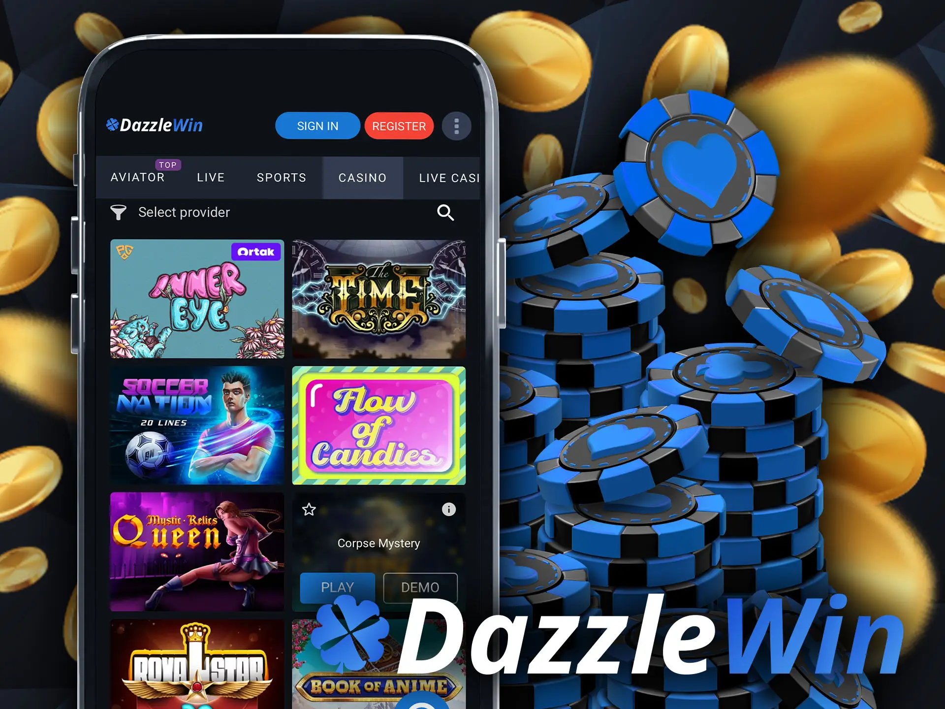 Play slots from DazzleWin and get a great opportunity to win one of the biggest jackpots.