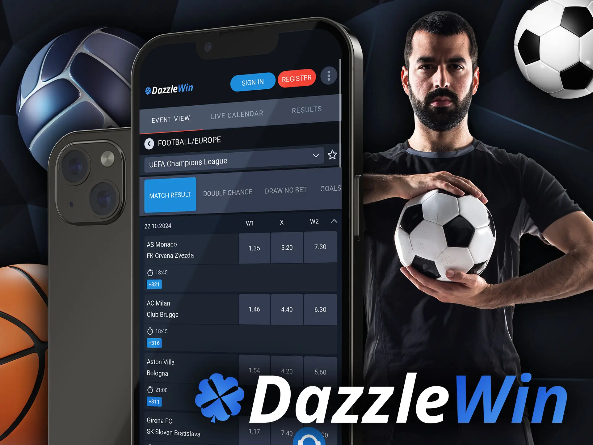 Analyse upcoming matches and make your predictions in the DazzleWin app.