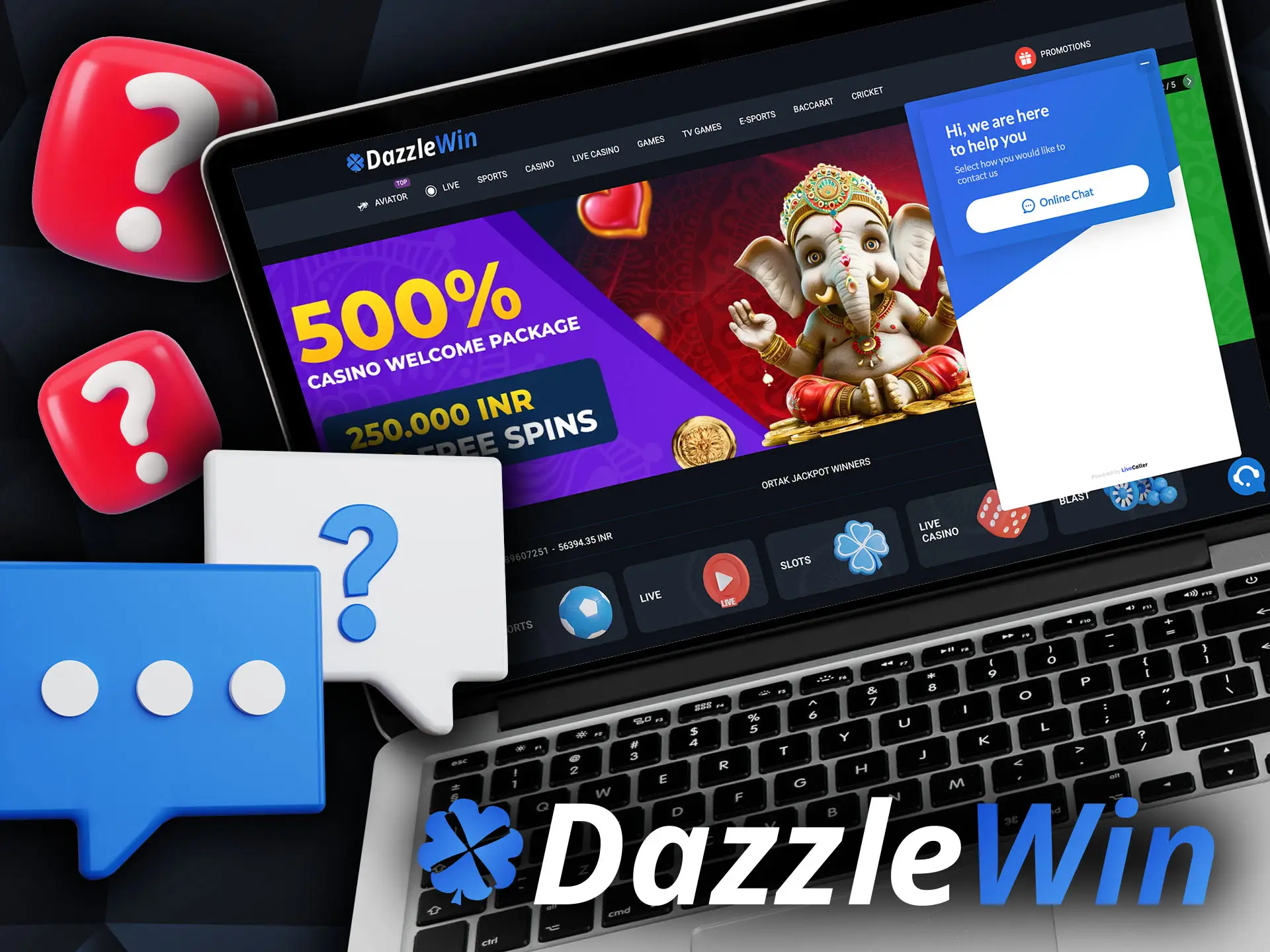 Online chat is a faster way to contact the administration of the DazzleWin website.