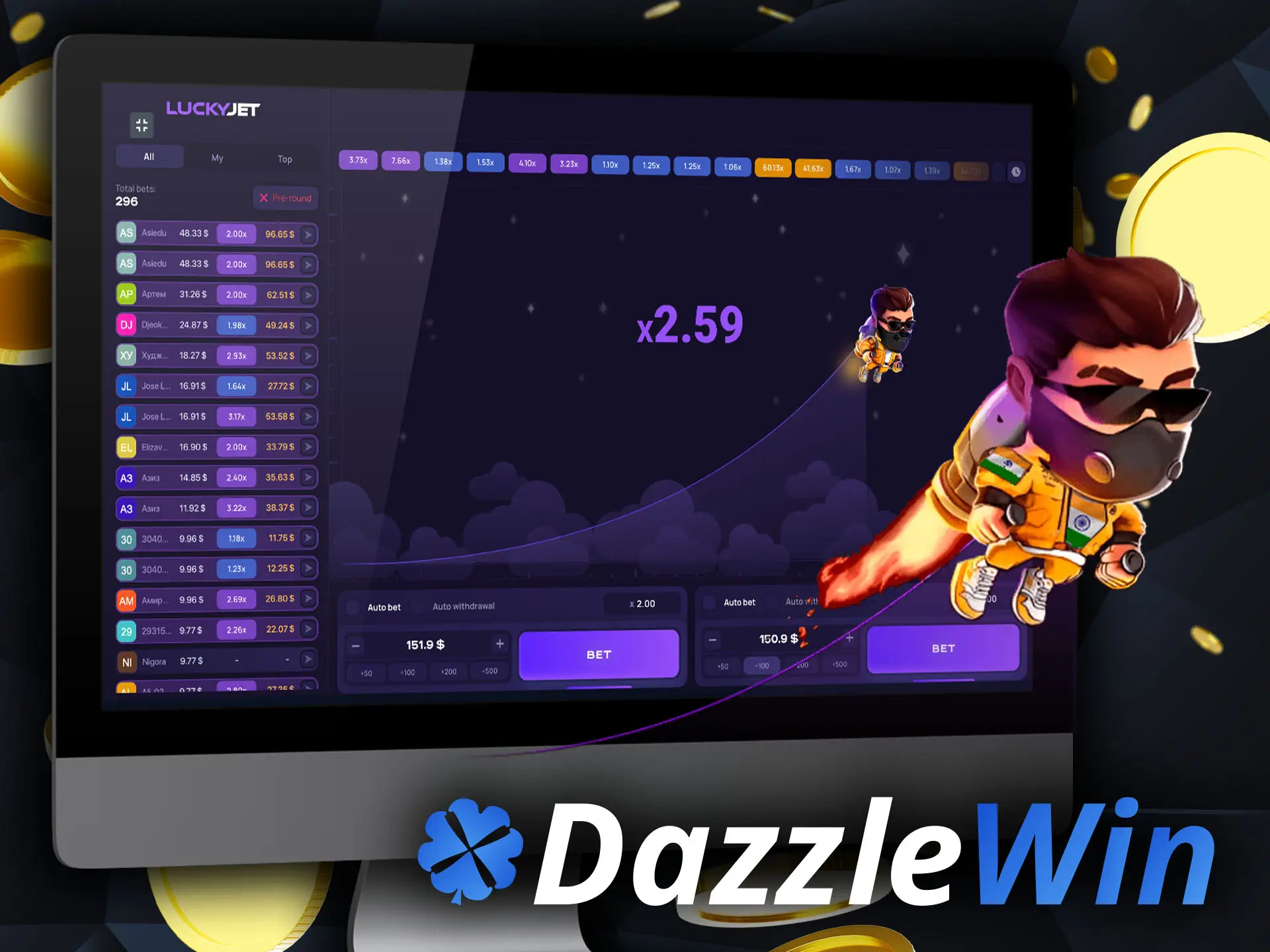 Try your luck and score big in one of the best Lucky Jet games from DazzleWin Casino.